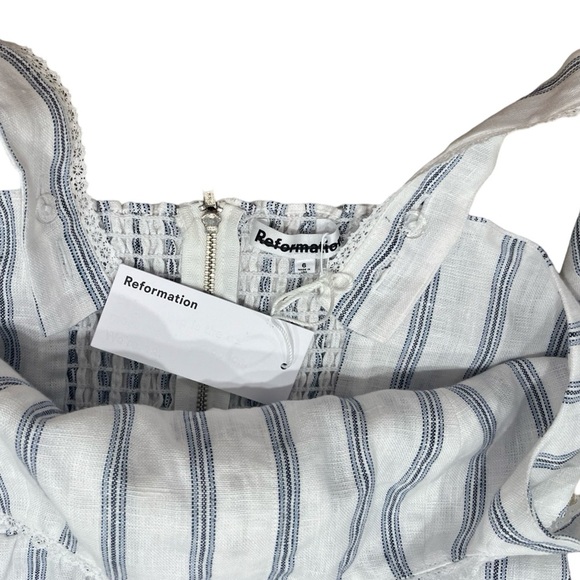 Reformation Women's Tagliatelle Linen Midi Dress - Harbor Stripe | NWT | Size 8 - Picture 10 of 16